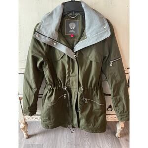 Vince Camuto size small olive green jacket coat removable hood